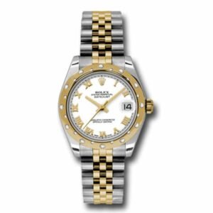 Rolex Datejust 31mm – Ref: 178343 wrj – White Roman Dial & Diamond Bezel, Two Tone Stainless Steel & 18K Yellow Gold Jubilee Bracelet Women’s Watch