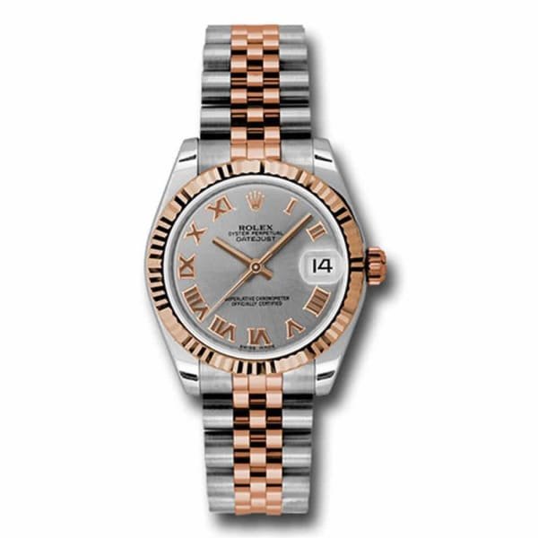 Rolex Datejust 31mm – Ref: 178271 grj – Grey Roman Dial, Two Tone Stainless Steel & 18K Rose Gold Jubilee Bracelet Women’s Watch