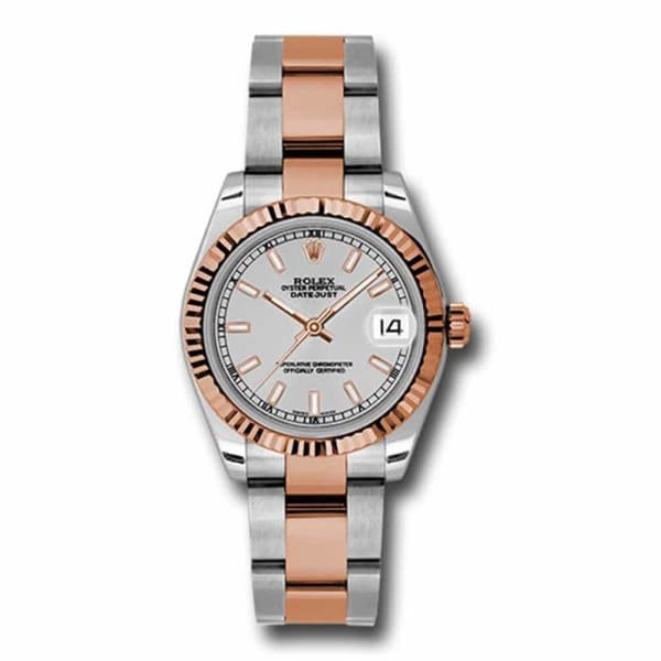 Rolex Datejust 31mm – Ref: 178271 sio – Silver Stick Dial, Two Tone Stainless Steel & 18K Rose Gold Oyster Bracelet Women’s Watch