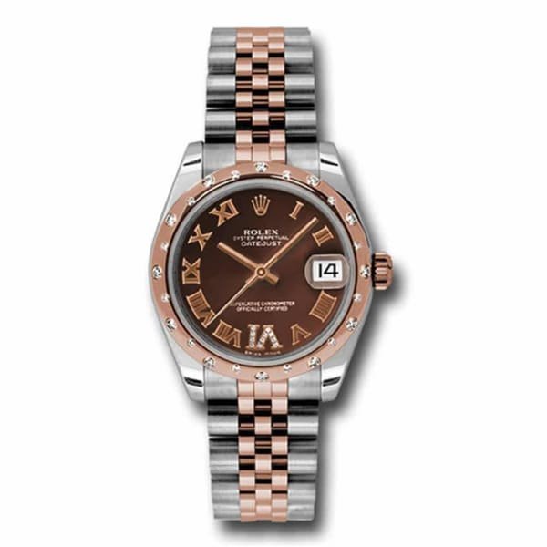 Rolex Datejust 31mm – Ref: 178341 chodrj – Chocolate Diamond Dial & Diamond Bezel, Two Tone Stainless Steel & 18K Rose Gold Jubilee Bracelet Women’s Watch