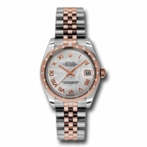 Rolex Datejust 31mm – Ref: 178341 mrj – White Mother of Pearl Roman Dial & Diamond Bezel, Two Tone Stainless Steel & 18K Rose Gold Jubilee Bracelet Women’s Watch