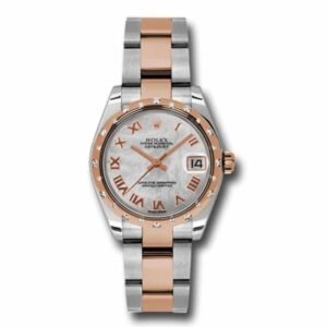 Rolex Datejust 31mm – Ref: 178341 mro – White Mother of Pearl Roman Dial & Diamond Bezel, Two Tone Stainless Steel & 18K Rose Gold Oyster Bracelet Women’s Watch