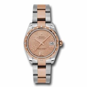 Rolex Datejust 31mm – Ref: 178341 pchfo – Pink Champagne Floral Dial & Diamond Bezel, Two Tone Stainless Steel & 18K Rose Gold Oyster Bracelet Women’s Watch
