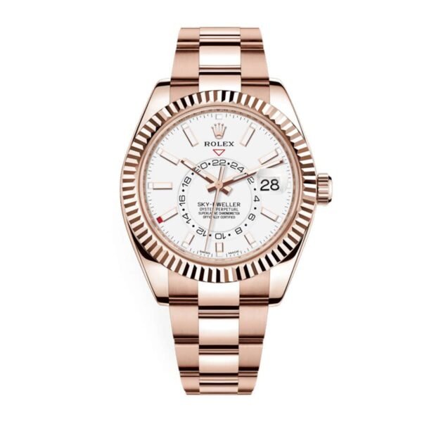 rolex-sky-dweller-rose-gold-white-dial-326935-replica.jpg Rolex Sky-Dweller 326935 “Everose Gold” Swiss Super Clone